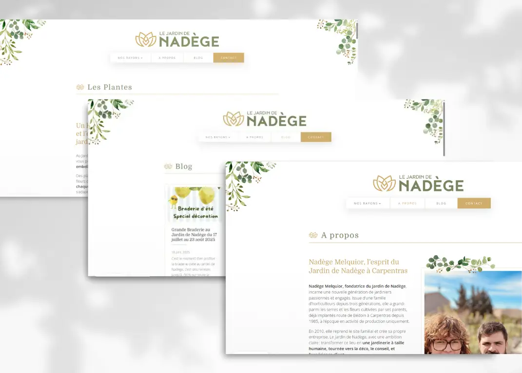mockup site web jardin de nadège Mockup site web jardin denadège